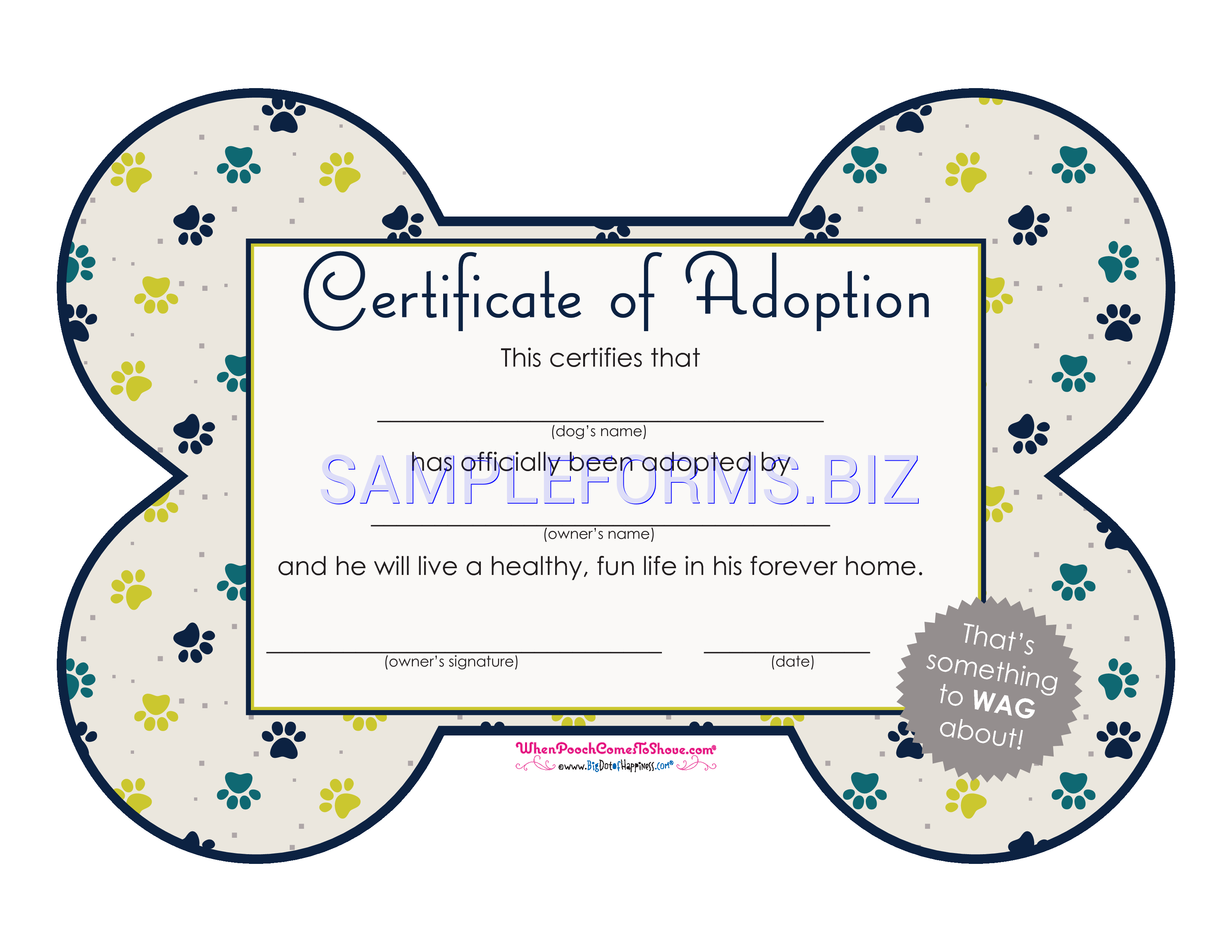 Preview free downloadable Pet Adoption Certificate in PDF (page 1)